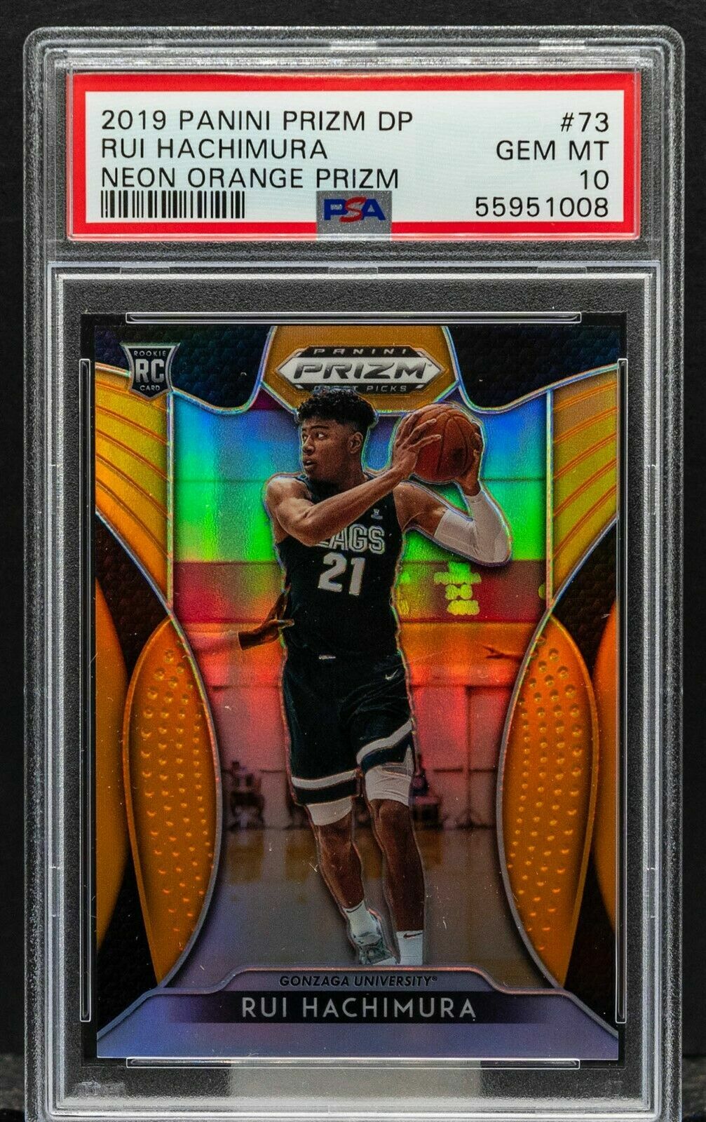 2019 Panini Prizm DP Neon Orange Rui Hachimura Rookie #'d /149  PSA 10 