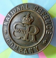 EDWARD VIII National Defence Company Cap Badge 1936 Era Slider maker REEVES Lond