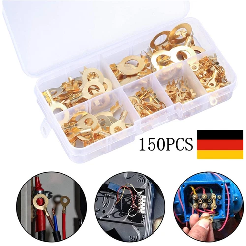 150 Stück Ringkabelschuhe Ringösen M3 M4 M5 M6 M8 M10 Sortiment Set mit Box DHL - Bild 12 von 26