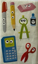 CUTIE SCHOOL Stickers(7pc) Mrs.Grossman's•Eraser•Scissors ￼•Calculator•Pencil•