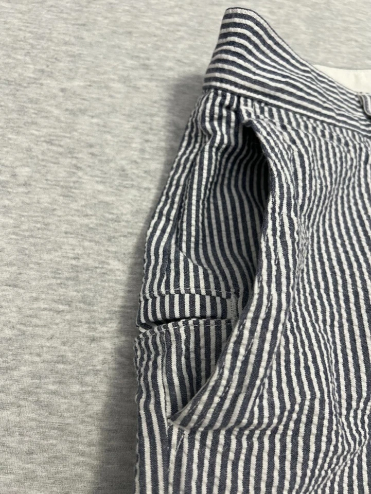 Pantalones Cortos Dockers Para Hombres 36 Seersucker Rayas Azul Blanco Golf Preppy Informales Foto 3 de 4