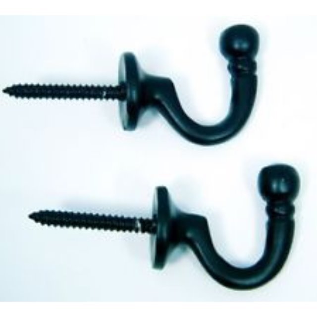 Pair Black Ball End Curtain Tie Back Hold Hooks UK