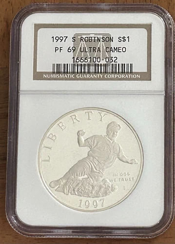 1997 S Jackie Robinson Commemorative Silver Dollar NGC PF 69 Ultra Cameo