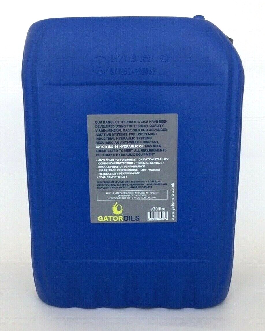 20 litres Gator ISO 46 Hydraulic Oil Virgin Grade DIN 51524 part 1 and