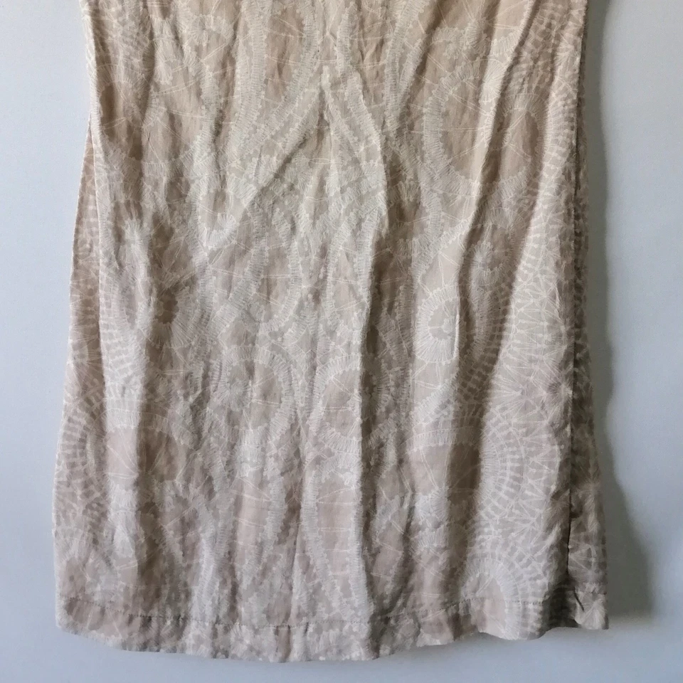 Vestido sin mangas Kenar beige cuello redondo geométrico 100 % lino talla 6 Foto 3 de 4