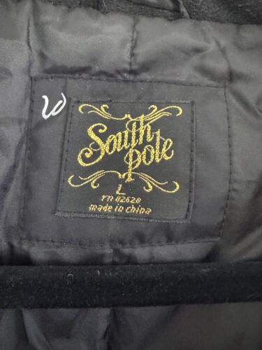 vintage Y2k South Pole Black Puffer Jacket With Faux Fur Hood Size L - Picture 2 of 4