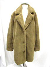 Women's Ellos Faux Fur Teddy Bear Coat Brown Size 20 Plus Button Up