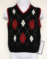 Kitestrings by Hartstrings Sweater Vest Black Red White Grey Grey Plaid RET 44