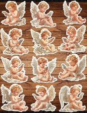 Cherub On Phone Die Cut Vinyl Stickers Set Scrapbooking Laptop Waterbottle