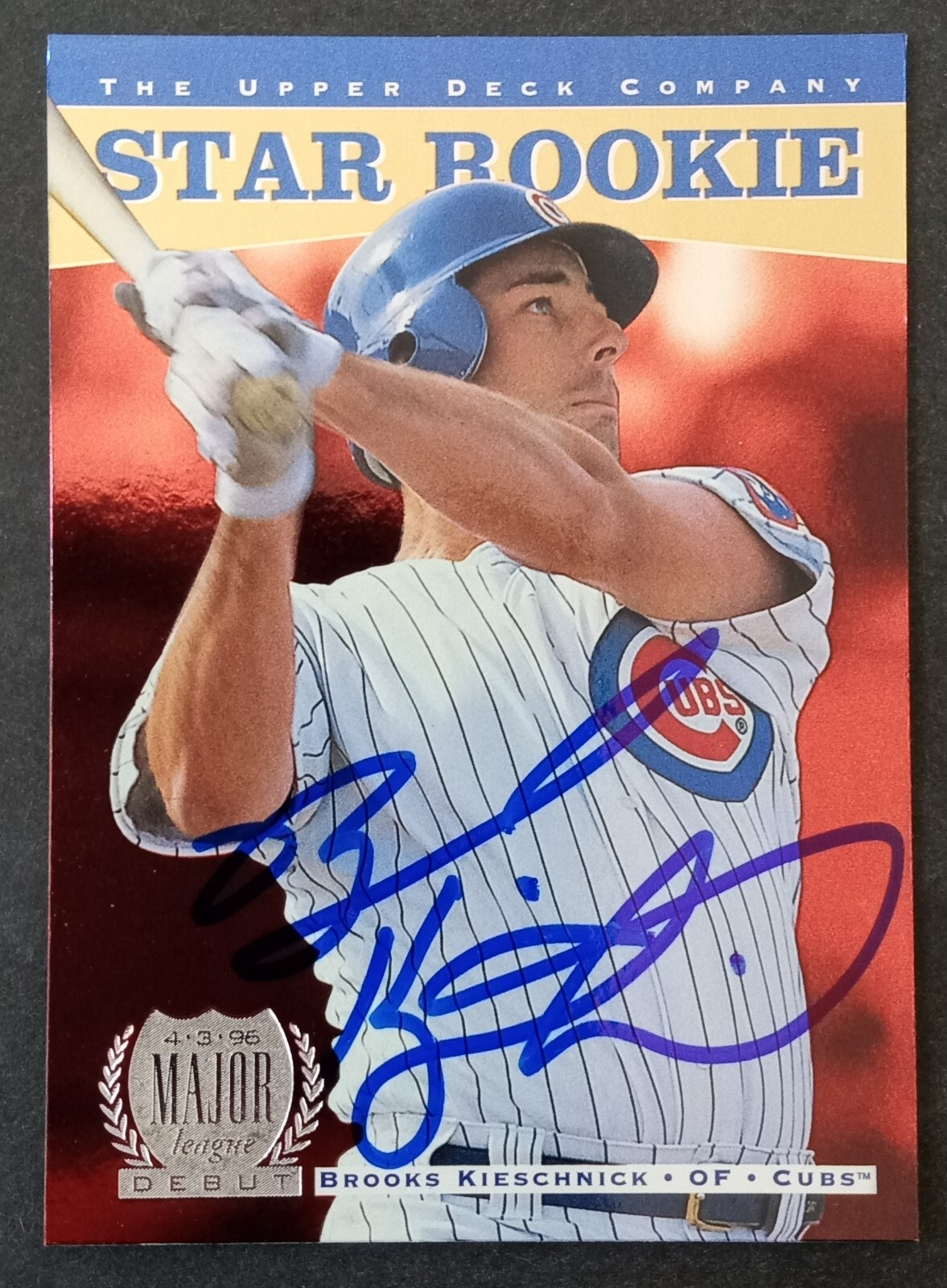 1996 Upper Deck SIGNED: Brooks Kieschnick, CUBS #242