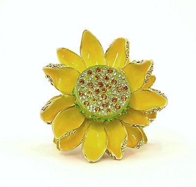 Ciel Collectables Sunflower Trinket Box. Made with Swarovski Crystals & Enamel 