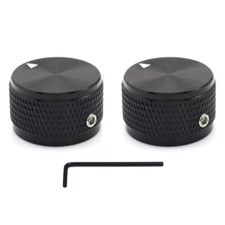 2pcs Black Guitar Knobs Aluminum Alloy Volume Audio Potentiometer Control Knobs
