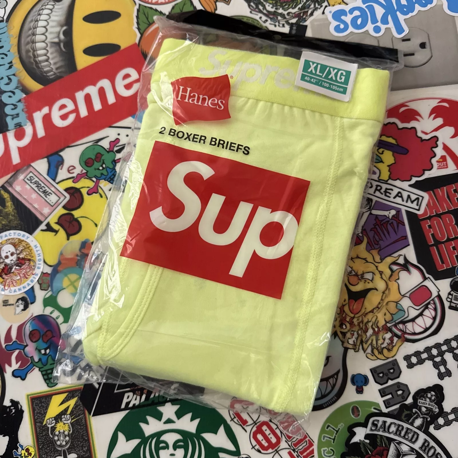 lot de 2 boxers supreme hanes jaune fluorescent