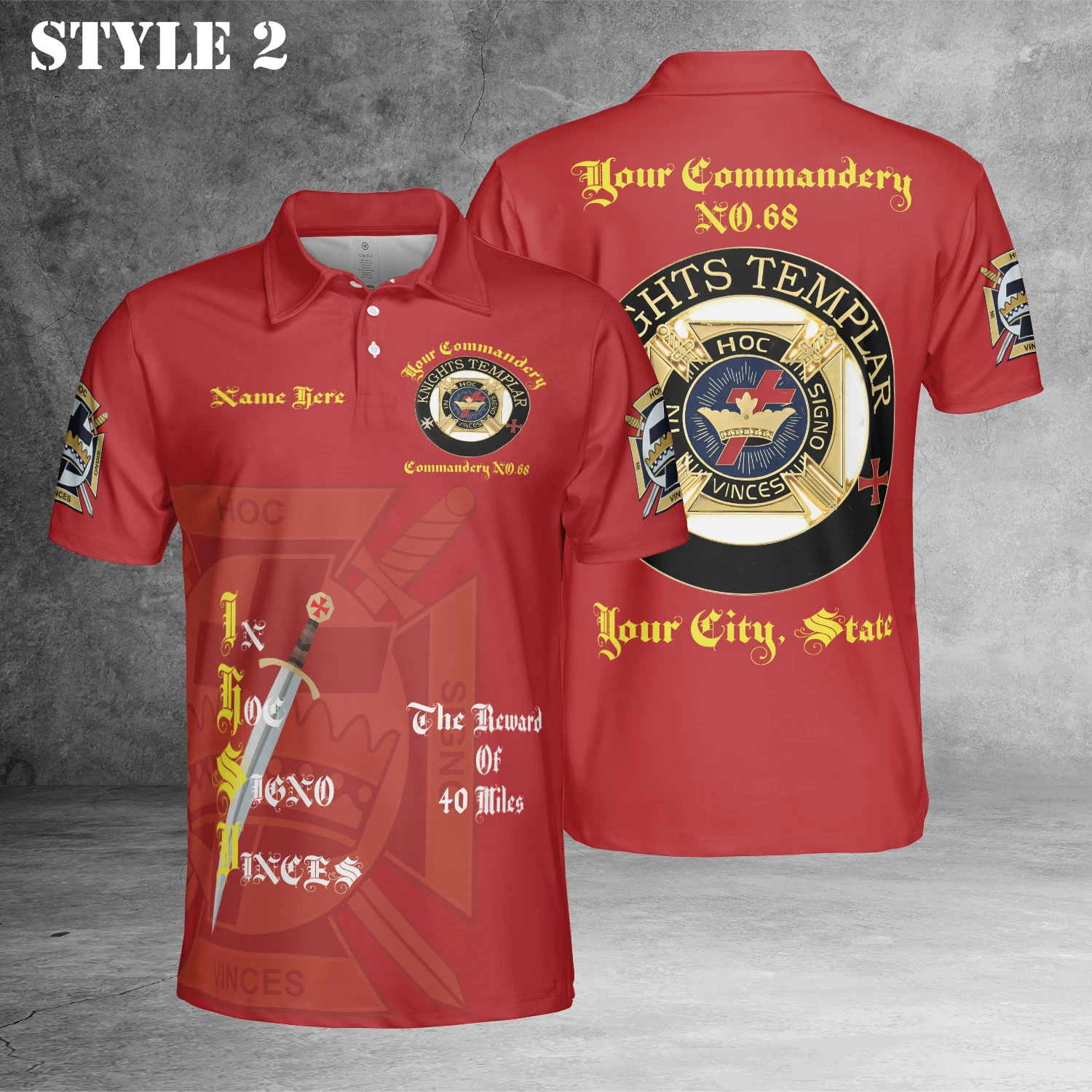 Customize Name Masonic Knights Templar Commander 3D Polo