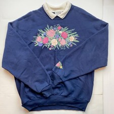 Vtg 90s Morning Sun Flowers Sweatshirt XL USA Nature Art 80s Blue Collar Granny