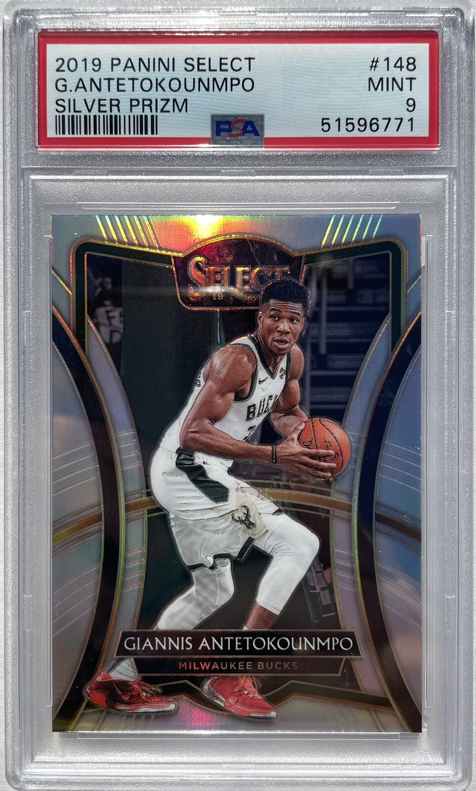 Giannis Antetokounmpo 2019 Panini Select Silver Prizm #148 PSA 9 Premier Level