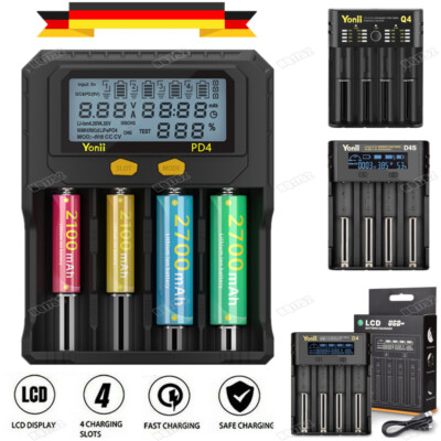 4 Slots LCD Akkus Ladegerät USB Charger für Lithium Batterie ladegerät AA / AAA