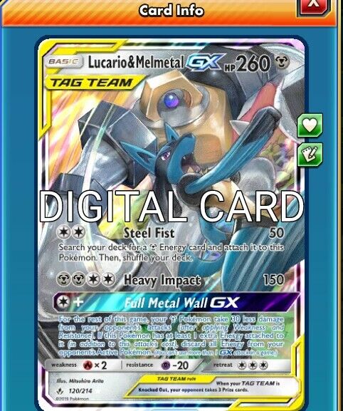 Lucario & Melmetal GX Pokemon TCG Online PTCGO SENT FAST 120/214