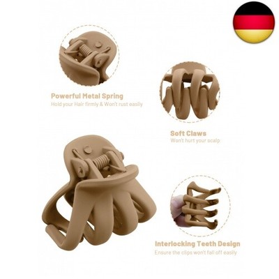 5 Stück Octopus Haarklammern Schwarz Matt – Extra Große Spangen Für Dickes & Langes Haar