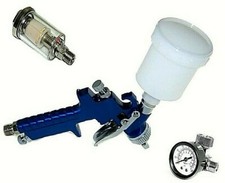 Mini Spray Gun HVLP Air Touch up + Water & oil Separator + regulator with gauge