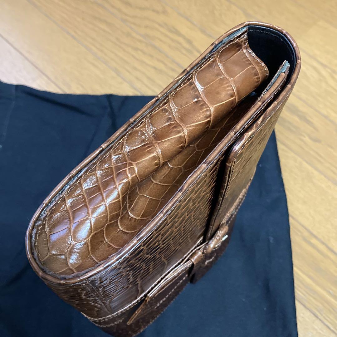 Dries Van Noten Clutch Bag Crocodile Embossed Brown Original Dries Van Noten Clutch Bag Crocodile Embossed Brown Original
