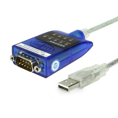 USB to Serial RS-232 Adapter with LED Indicators, FTDI Chipset, Supports Windows