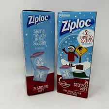 Ziploc Christmas Limited Edition 2 Holiday Design 2 Boxes/24 Quart Bags 48 Total
