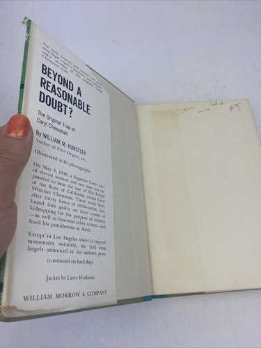 Beyond a Reasonable Doubt? The Original Trial of Caryl Chessman Kunstler HC/DJ - Picture 5 of 24