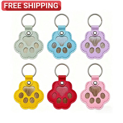 Pet Memorial Keychain Dog Paw Keyring Coller Pendant Pouch For Pet Fur Keepsake