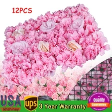 Rose & Hydrangea Artificial Flower Wall Panel Wedding Party Backdrop Decor 12Pcs