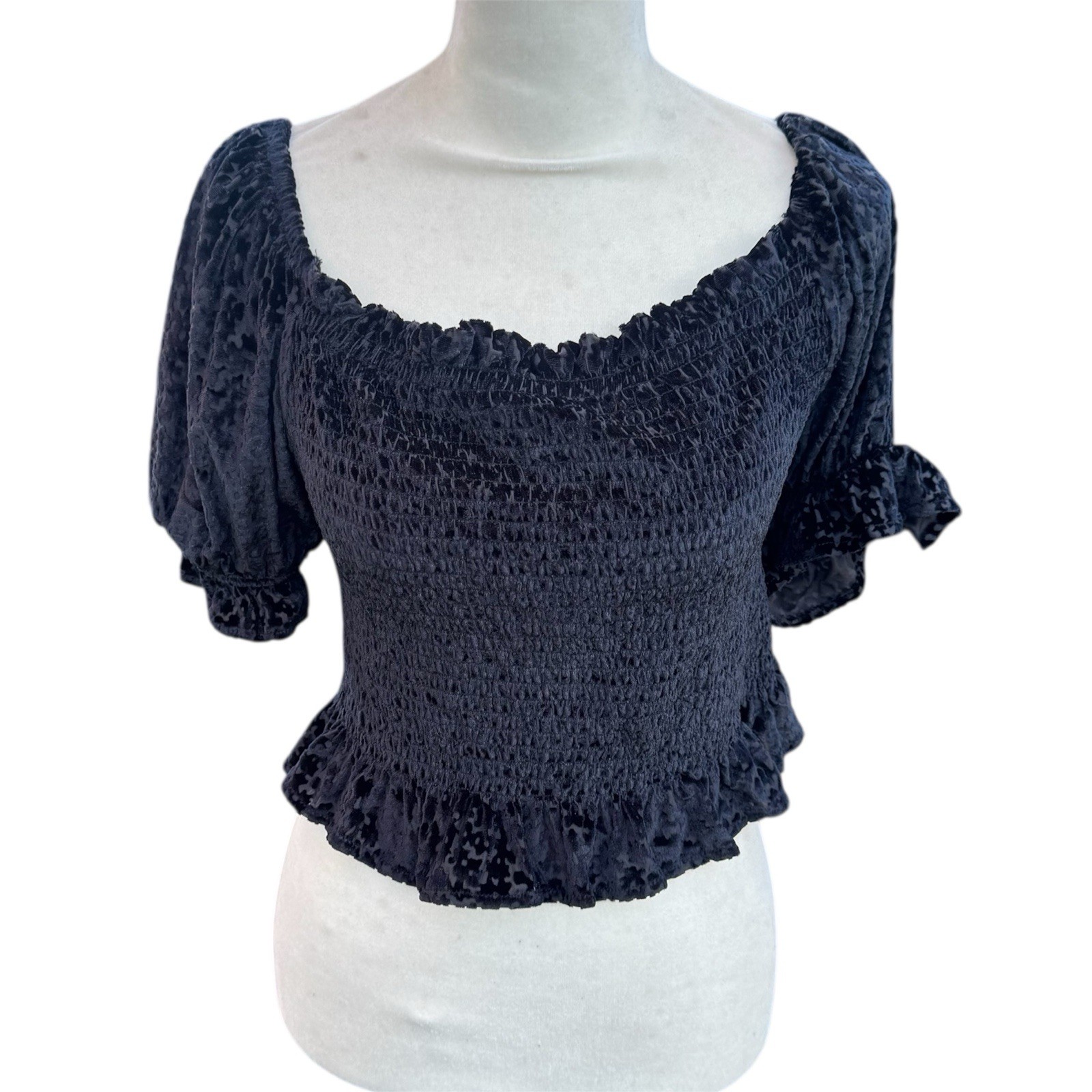 Rewind Soft Velvet Pattern Black Cottagecore Girl… - image 1