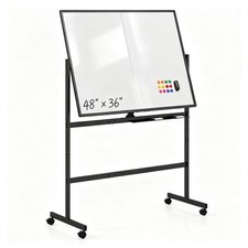 48" x 36" Magnetic Double-Sided Whiteboard Rotating Mobile Black