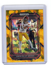 2023 Prizm Draft Pick Amon-Ra St. Brown in USC Uniform Gold Ice #6 Detroit Lions