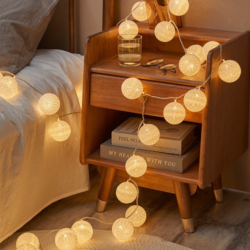 300CM 20 LED Fairy String Lights Cotton Ball Bedroom Party Indoor Wedding Decor - Picture 4 of 19