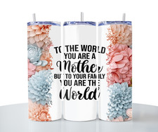 Custom 20oz Skinny Tumbler MOTHERS DAY Mug Cup w/ Lid Straw Stainless Steel