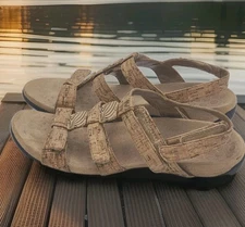 Vionic Orthoheel Amber Slingback Sandals Comfort Beige Adjustable Straps Women 8