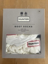 Hunter Boot Socks New Open Box Knit Cuff Original Short White Sz M