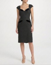 Prada - Sweetheart Neck Wool Midi Dress Grey