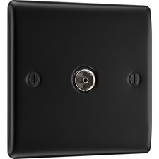 BG Matt Black Single TV Coaxial Socket 1 Gang Television Outlet Nexus Metal