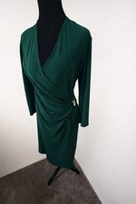 Anne Klein Emerald Green Side-Ruched Wrap Dress – Size Large