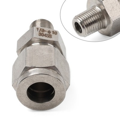 1pc Compression Tube Fitting 1/8 PT Male x 10mm OD Tube Stainless Steel