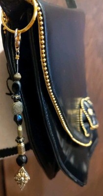 Flap Bag Purse Black  Gold  Formal Bag Charm Flower Leather Crossbody  Spain