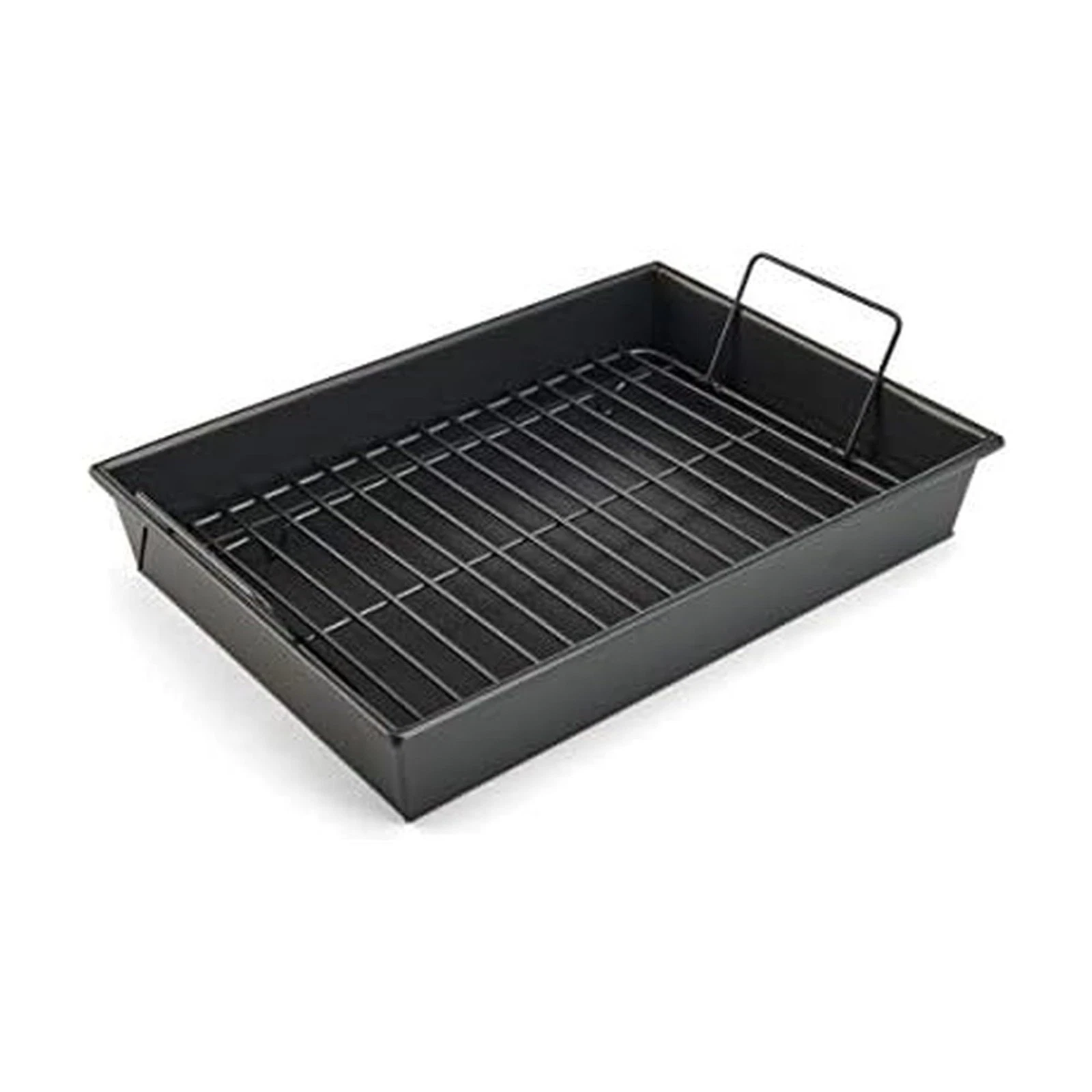 Pro Non-Stick Roast and Broil Baking Pan with Rack, 13-Inch-by-9-Inch, Dark Gray