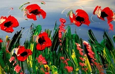 RED POPPIES  ABSTRACT PAINTING Expressionist MODERN ART   DECOR WALL 32RgDF23