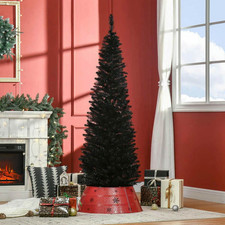 6 Ft Artificial Pencil Slim Christmas Tree 390 Branch Tips Stand Holiday Black
