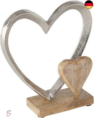 BOLTZE Dekoaufsteller Carolyn Aluminium Silber 22x18 cm, Tischdeko, Geschenk,