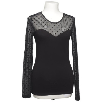 H&M, Top, Größe: S, Schwarz, Baumwolle/Elasthan/Polyamid, Gepunktet, Mesh #OTS