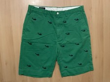 Vintage Polo Ralph Lauren Chino Shorts Mens 38T Green Blue Embroidered Whale Y2K