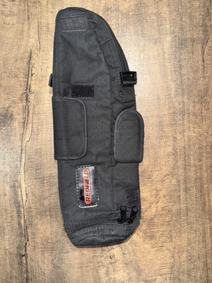 REDFIELD SPOTTING SCOPE COAT COVER. BLACK FABRIC. MEASUREMENTS IN PICTURES