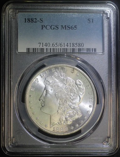 1882 S $1 Morgan Silver Dollar PCGS MS65 Lustrous Gem BU Well Struck Coin